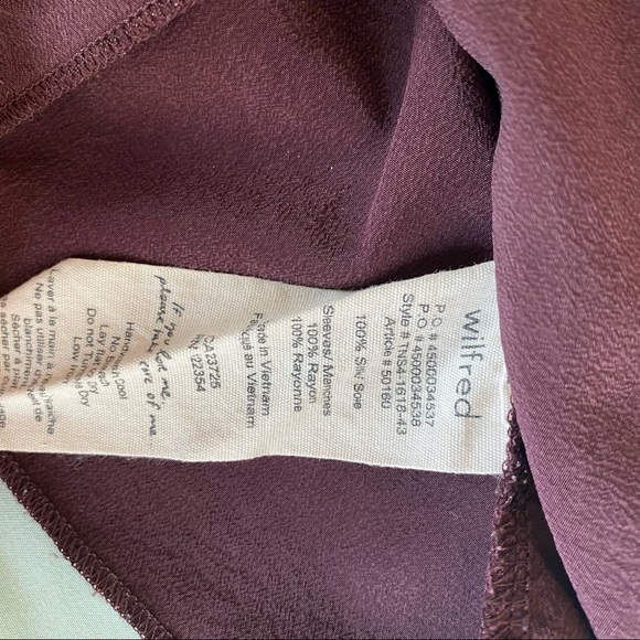 Wilfred Aritzia 100% Silk Front Open Slit Back Long Sleeve Blouse - Picture 5 of 6